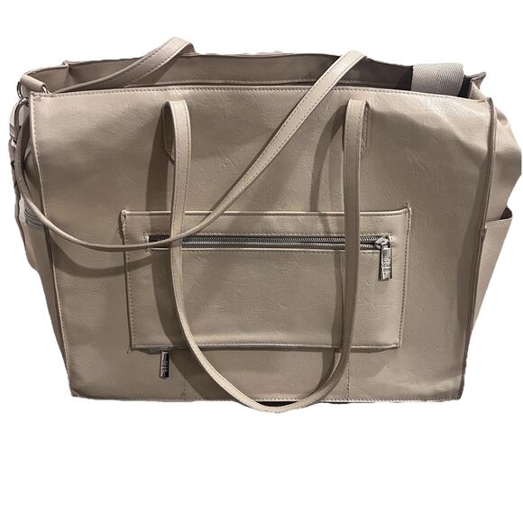 BEIS The Work Tote Beige Bag Travel Lg With Strap/ Interior iPad Snap On Pouch - Picture 2 of 16